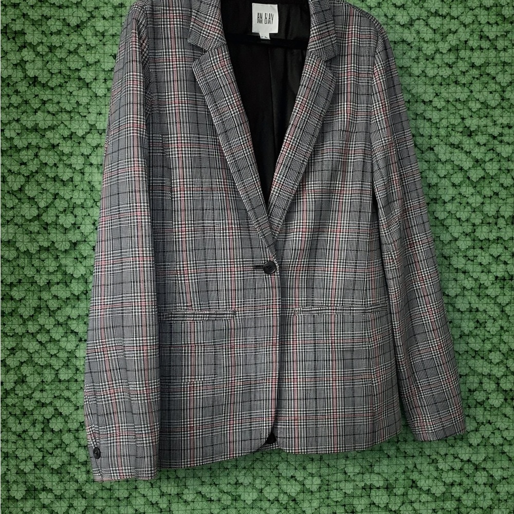 GAP Black and Gray Plaid Blazer